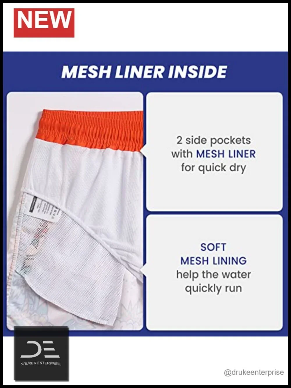 Vintage 80s 90s Mens Swim Trunks with Mesh Lining Quick Dry Board Shorts